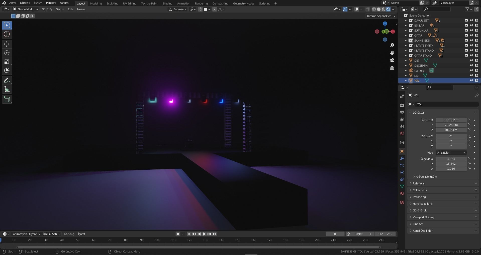 Concert stage with lights 3D model_2