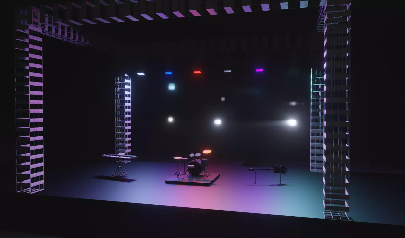 Concert stage with lights 3D model_0