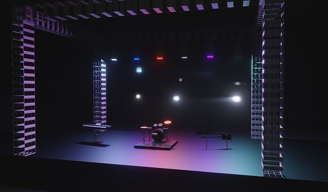 Concert stage with lights 3D model