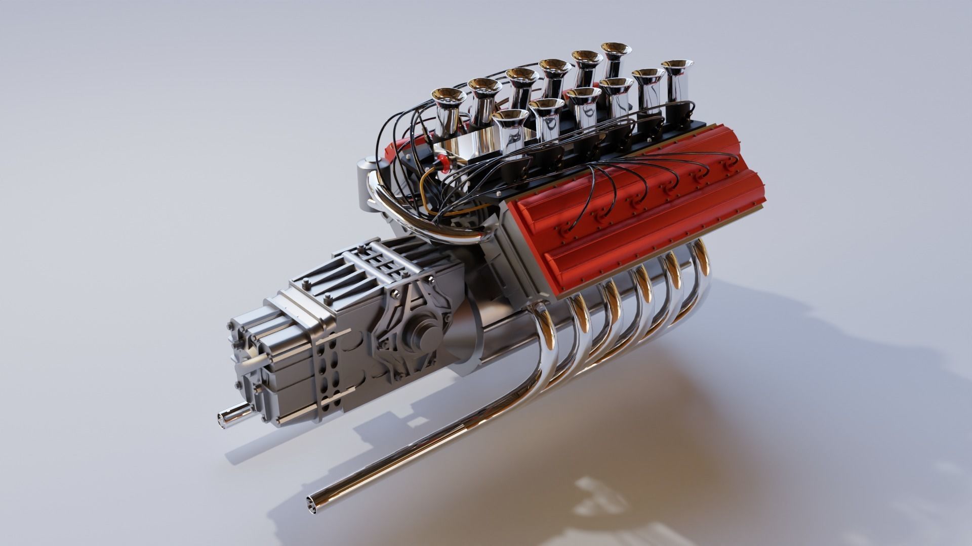 V12 car engine 3D model 3D model_3