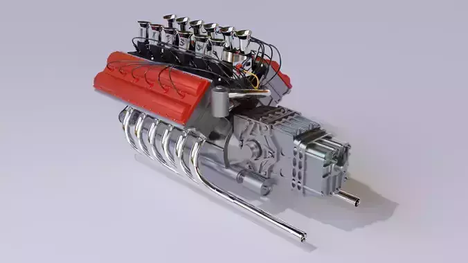 V12 car engine 3D model