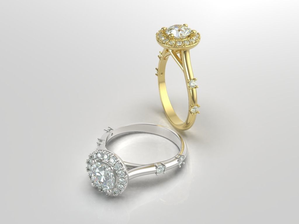 Engagement diamond ring 0001 3D print model_4