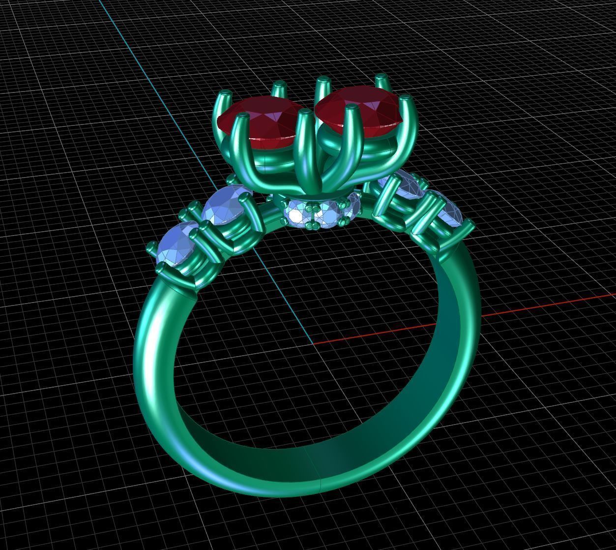 2 Diamonds rings 3D print model_1