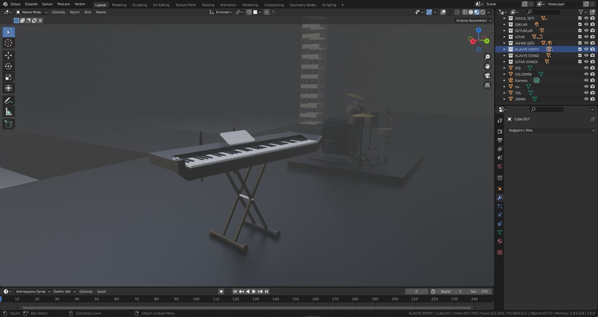 Piano electronic keyboard 3D model_4