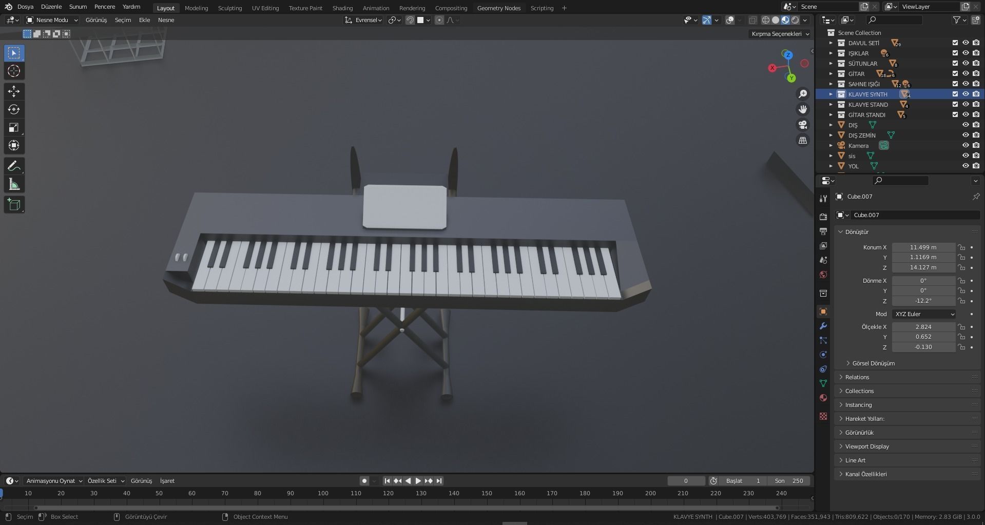 Piano electronic keyboard 3D model_3