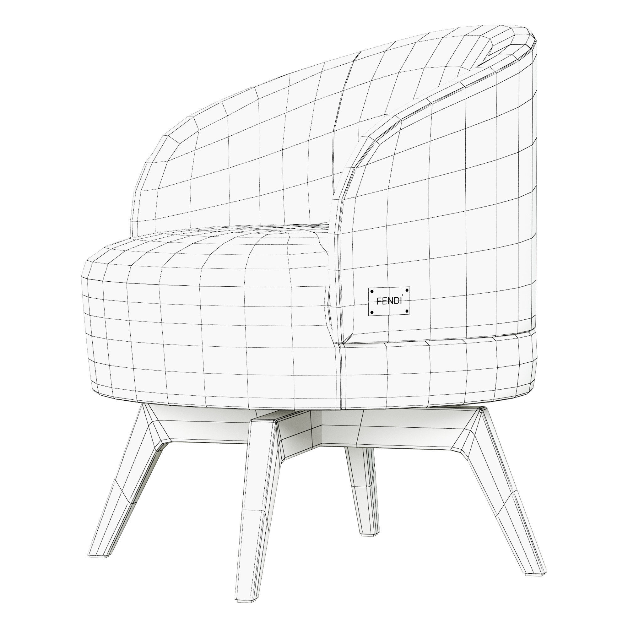 FENDI upholstered chair with legs 3D model_5