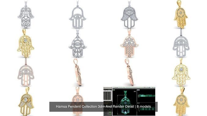 Hamsa Pendent Collection 3dm And Render Detail 
