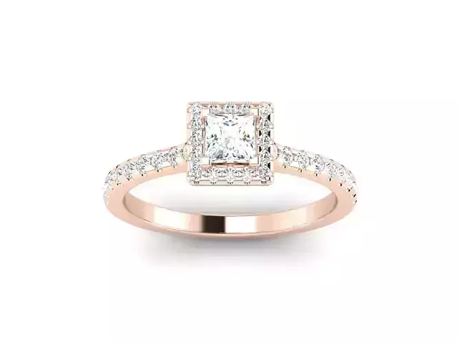 Solitaire Princess Stone ring model  3D print model