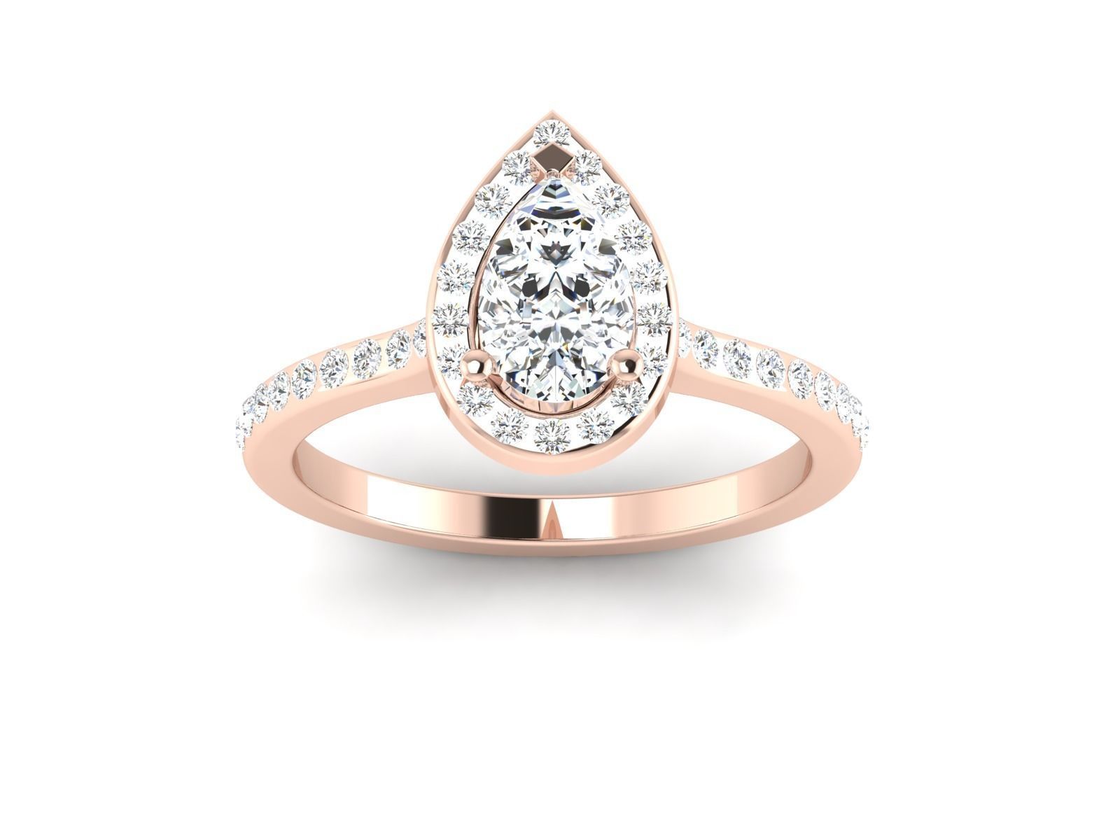 Engagement solitaire Pear Stone ring own design 3D print model_32