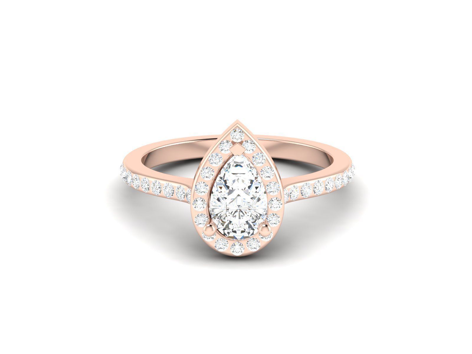 Engagement solitaire Pear Stone ring own design 3D print model_27