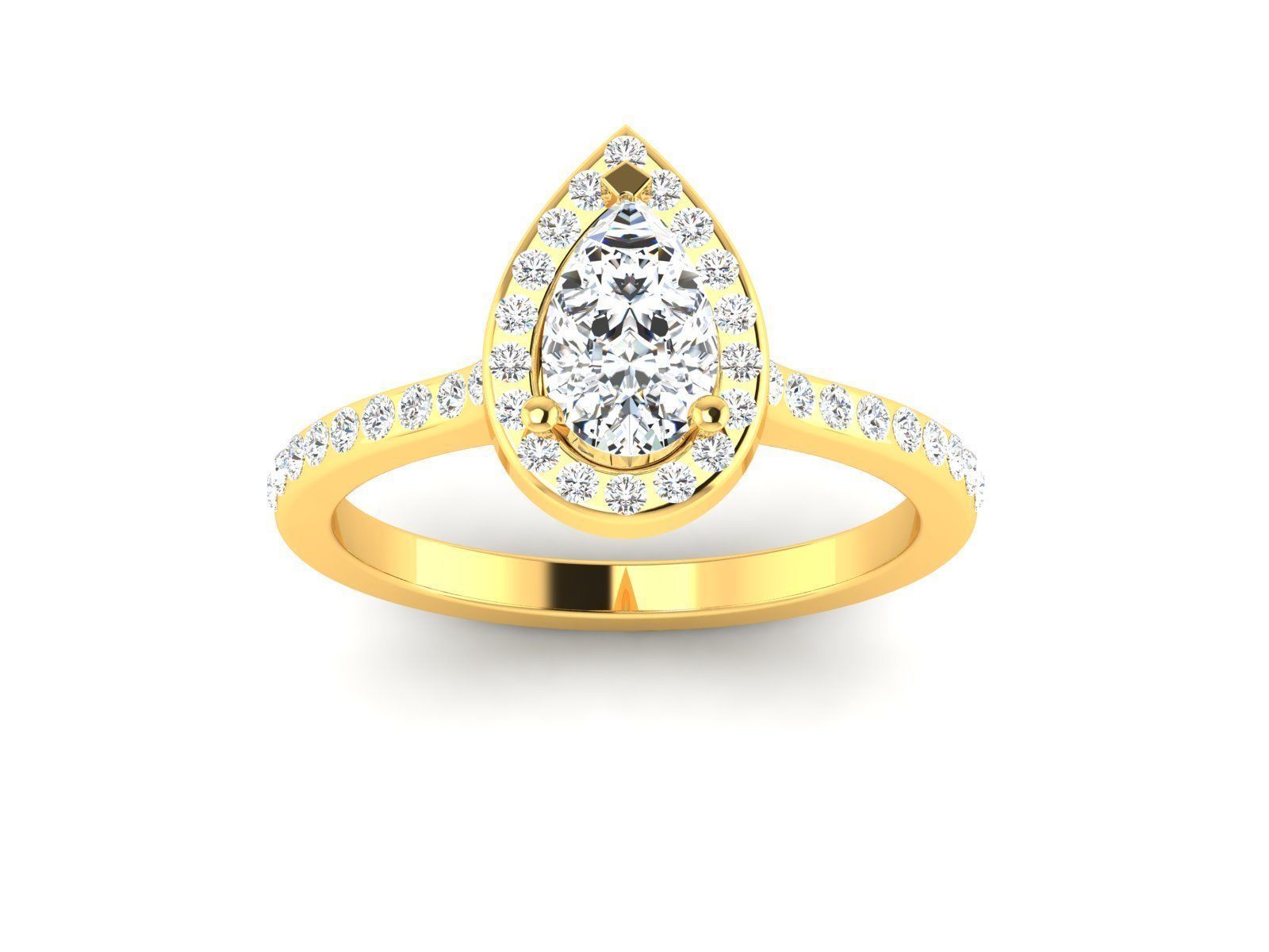 Engagement solitaire Pear Stone ring own design 3D print model_37