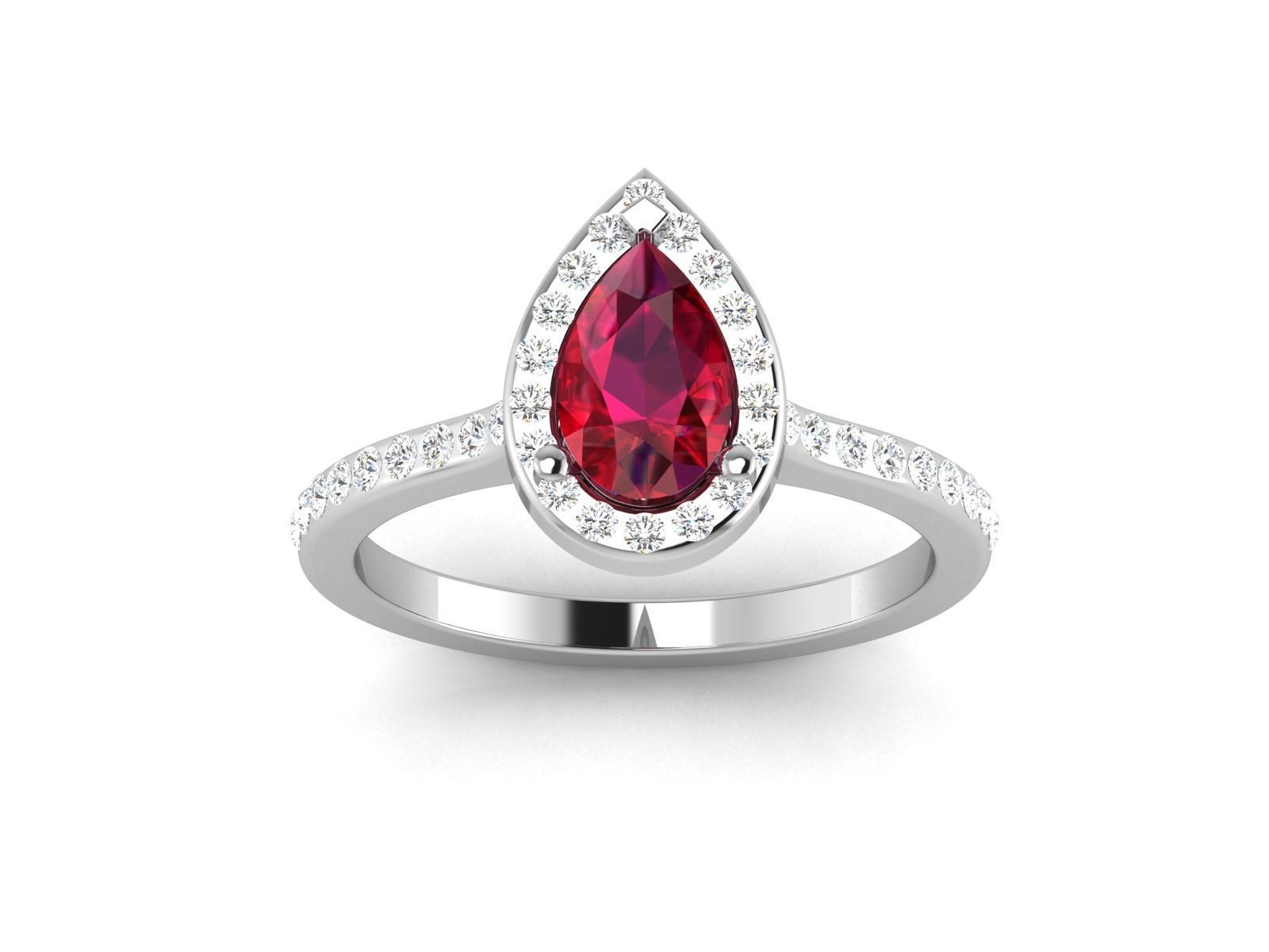 Engagement solitaire Pear Stone ring own design 3D print model_9