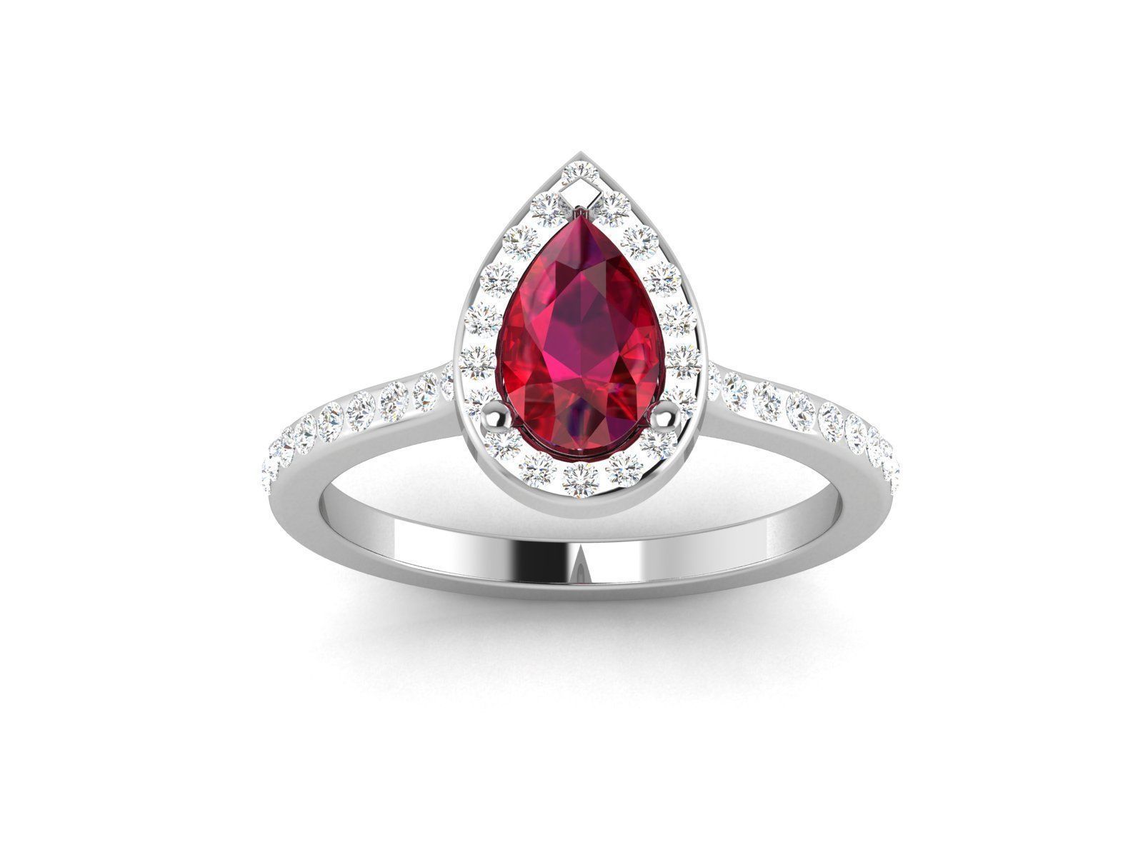 Engagement solitaire Pear Stone ring own design 3D print model_14