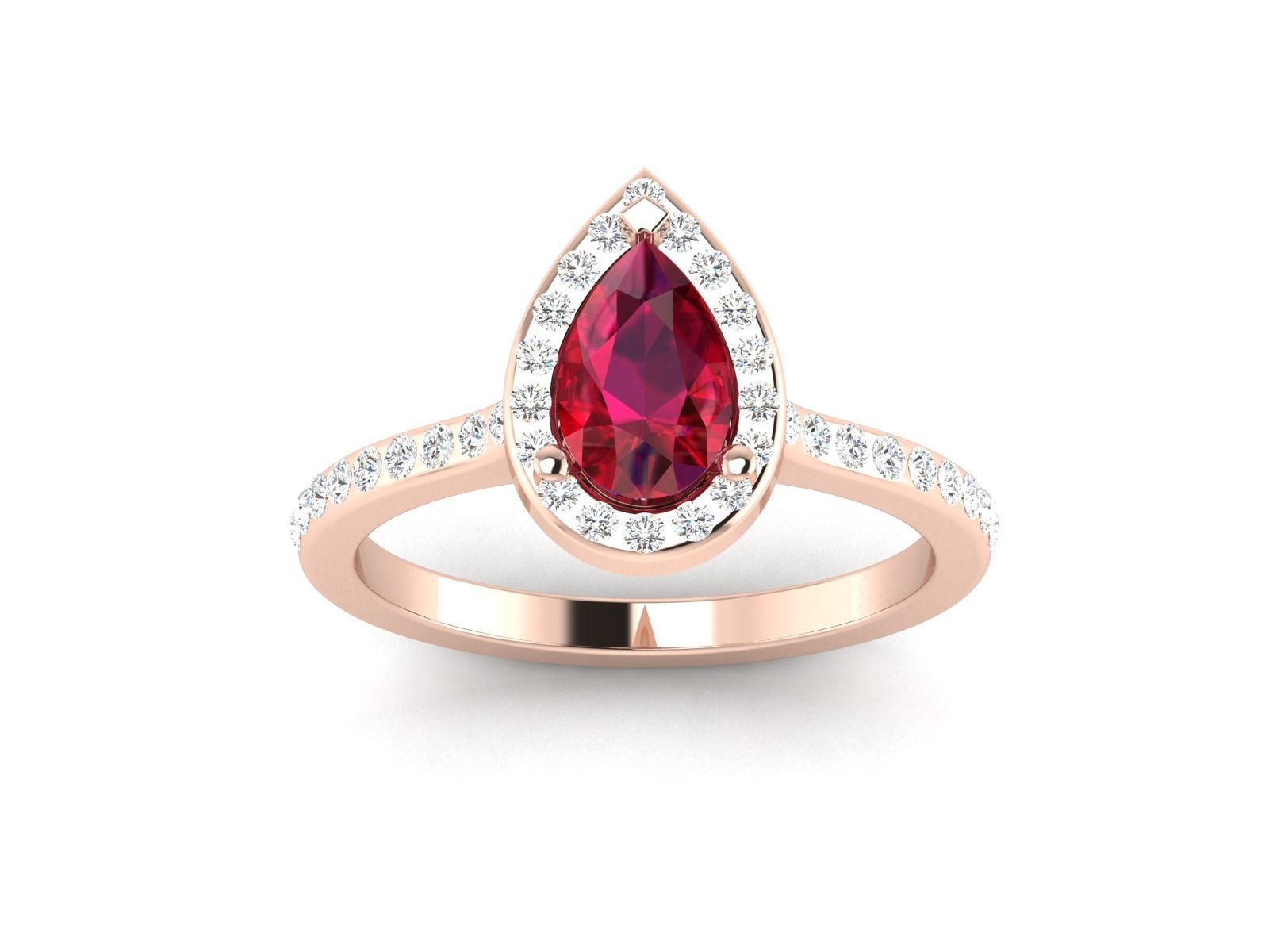 Engagement solitaire Pear Stone ring own design 3D print model_13