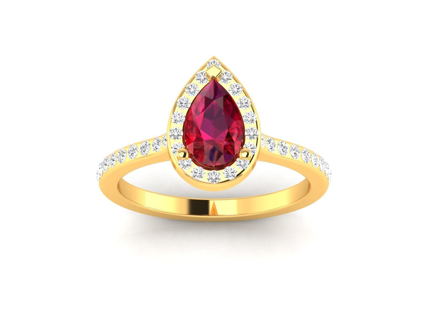 Engagement solitaire Pear Stone ring own design 3D print model_10