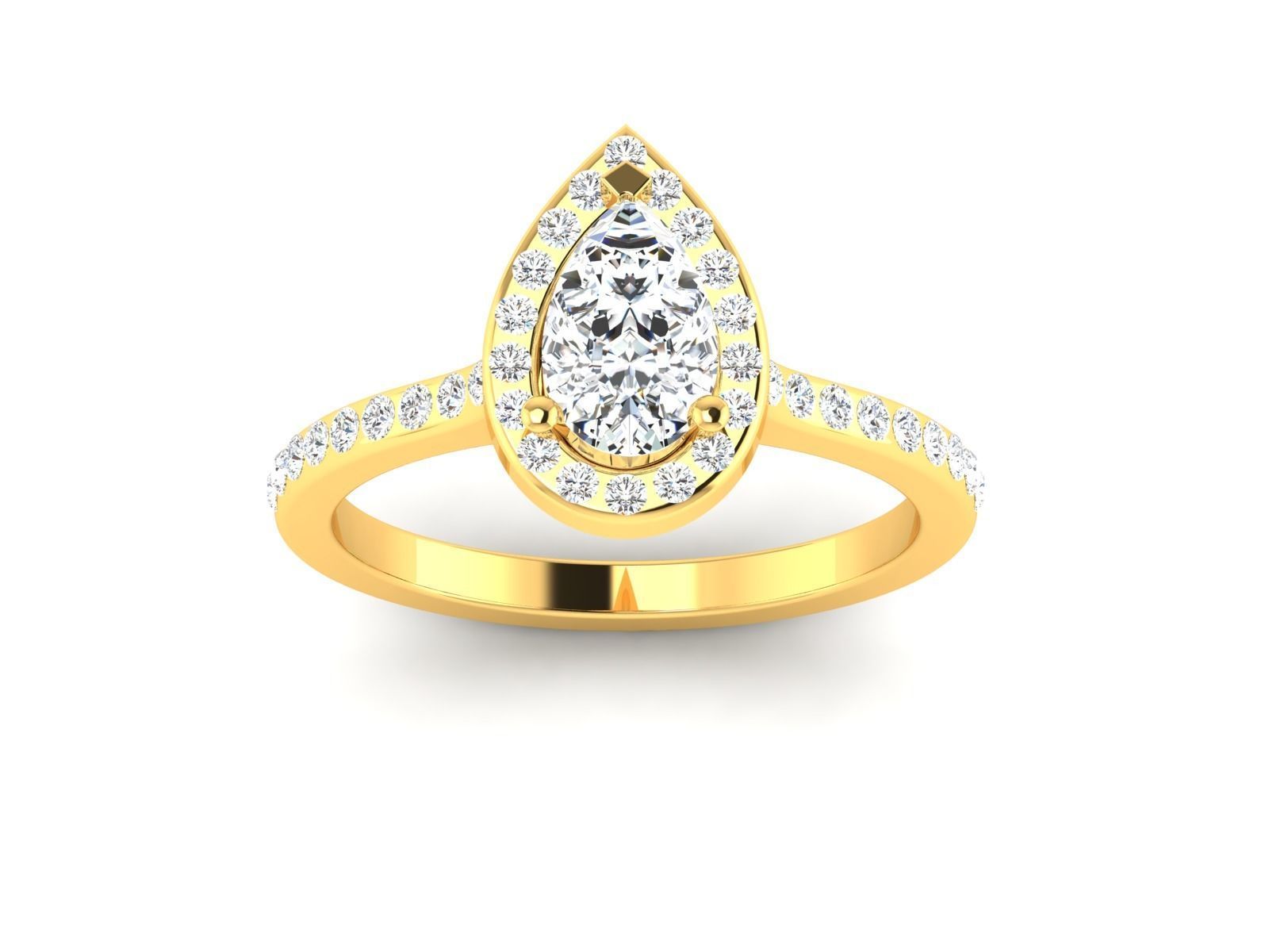 Engagement solitaire Pear Stone ring own design 3D print model_36
