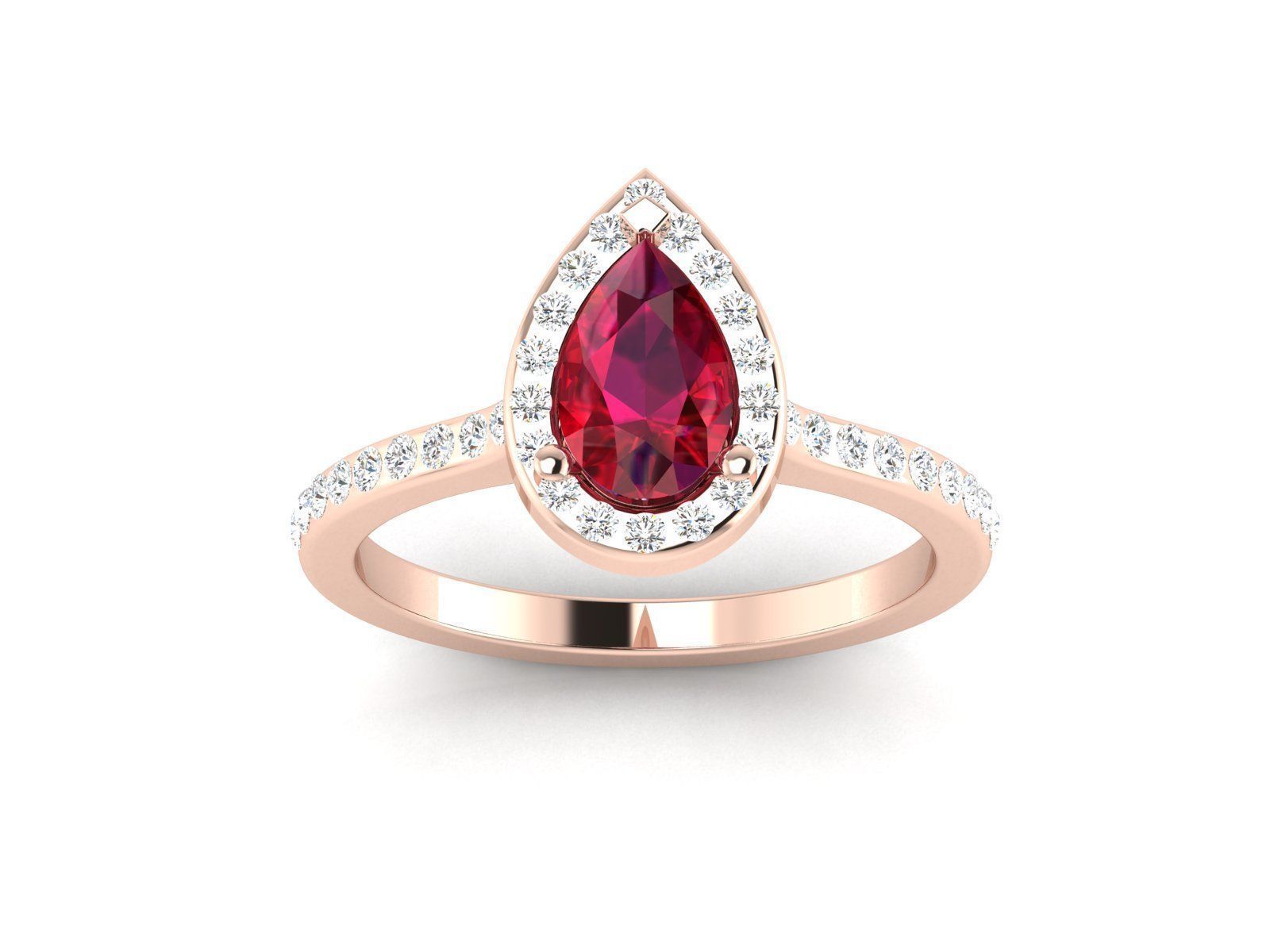 Engagement solitaire Pear Stone ring own design 3D print model_12