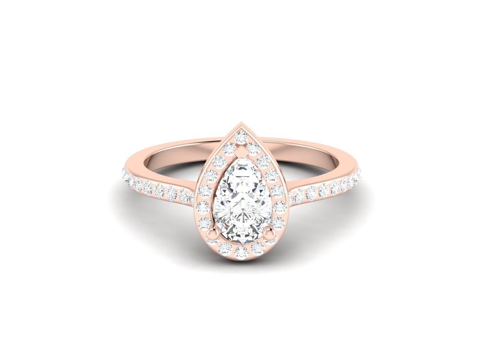 Engagement solitaire Pear Stone ring own design 3D print model_26