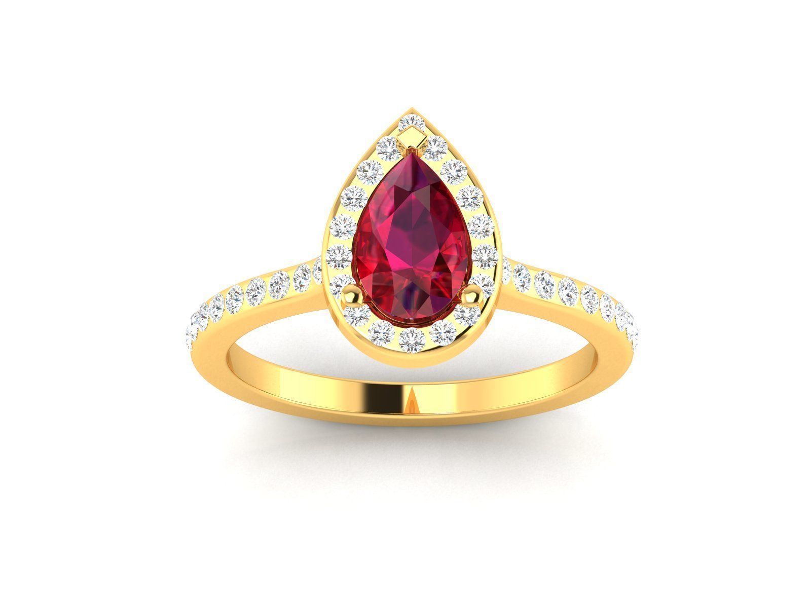 Engagement solitaire Pear Stone ring own design 3D print model_11