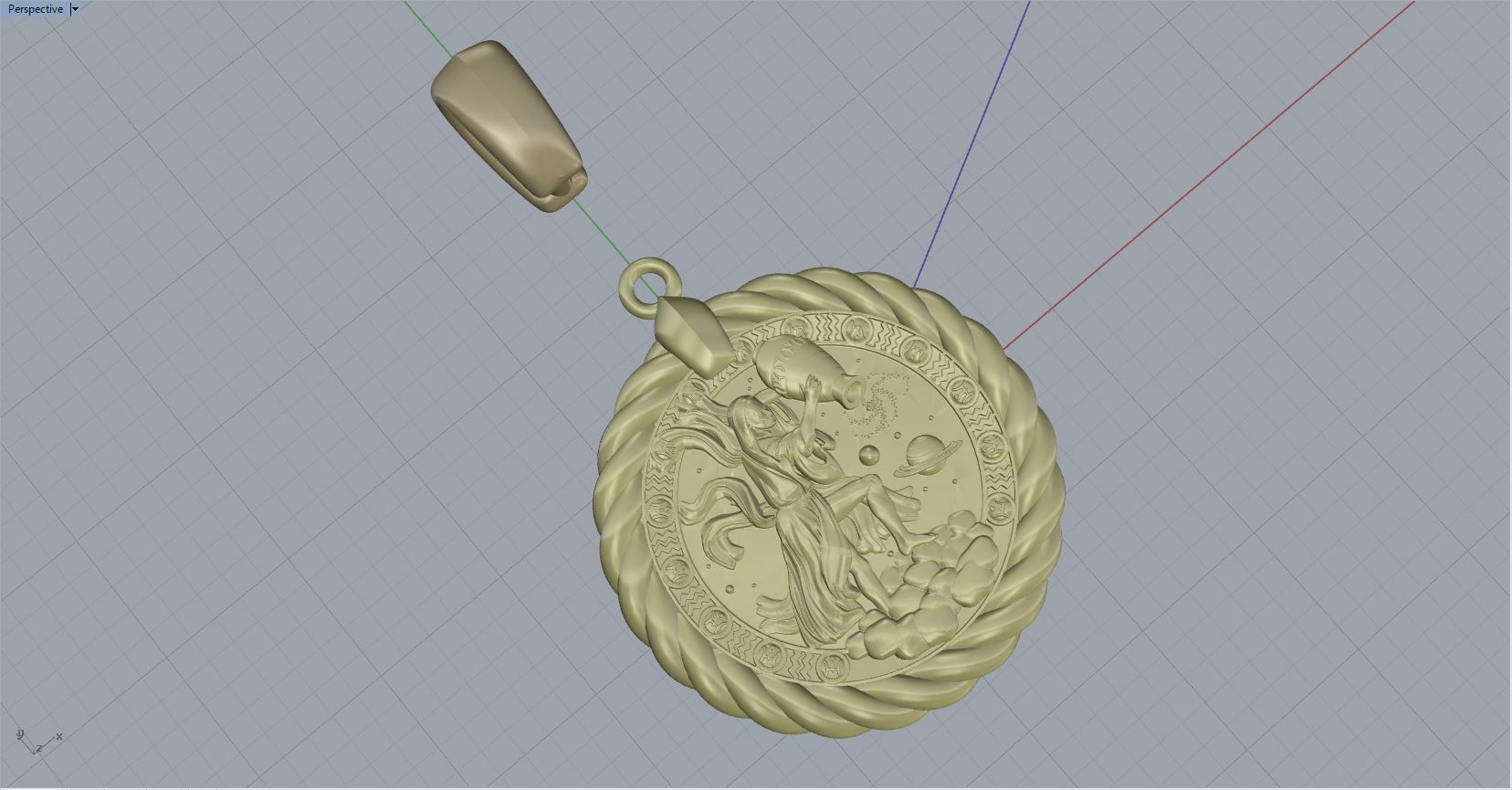 Aquarius horoscope pendant  3D print model_4