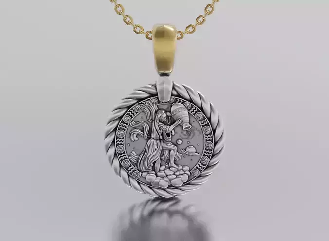 Aquarius horoscope pendant  3D print model