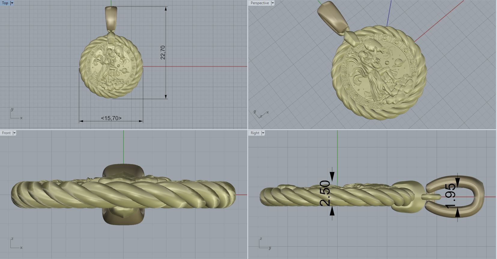 Aquarius horoscope pendant  3D print model_2