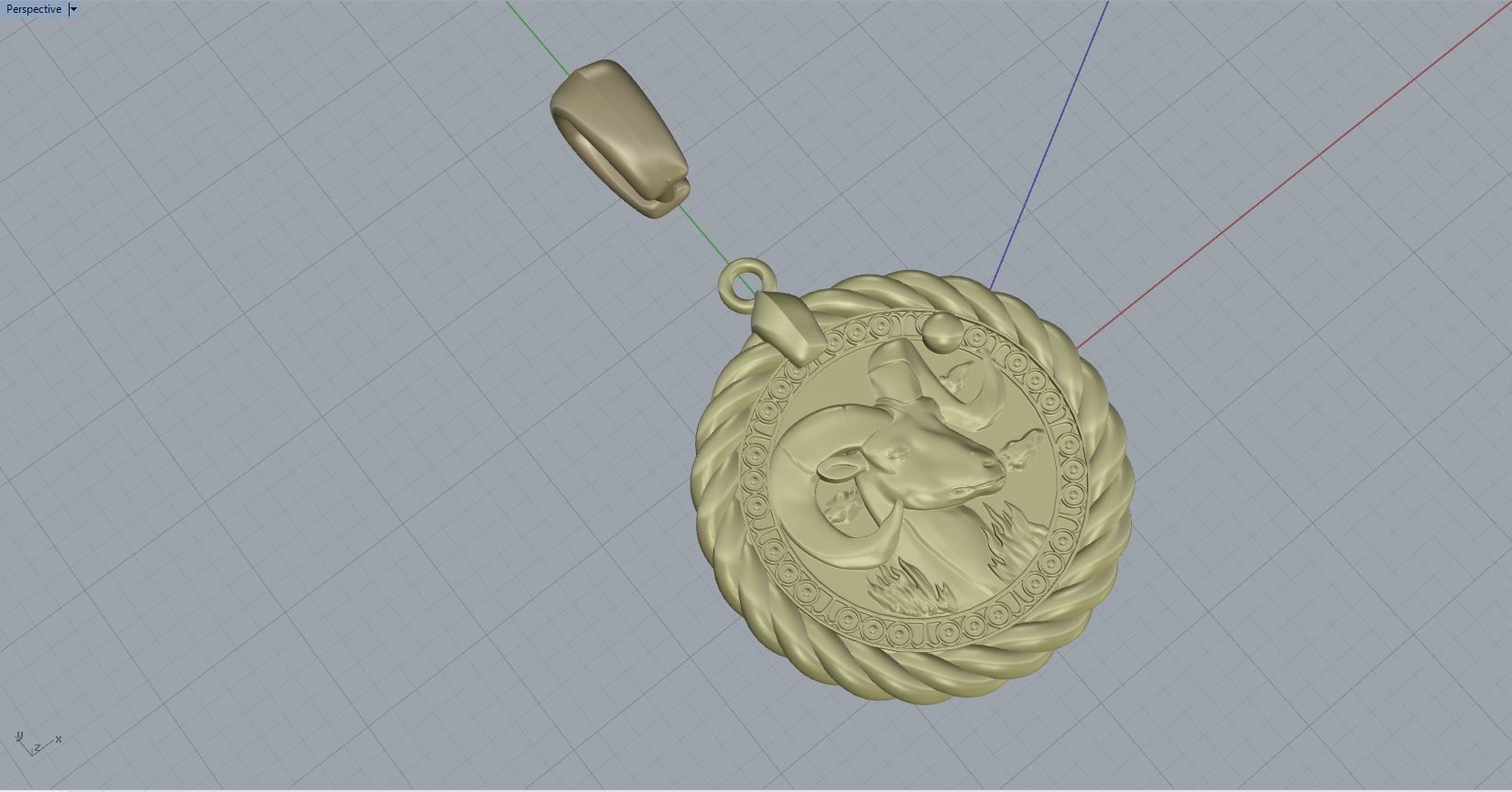 Aries horoscope pendant 3D print model_3