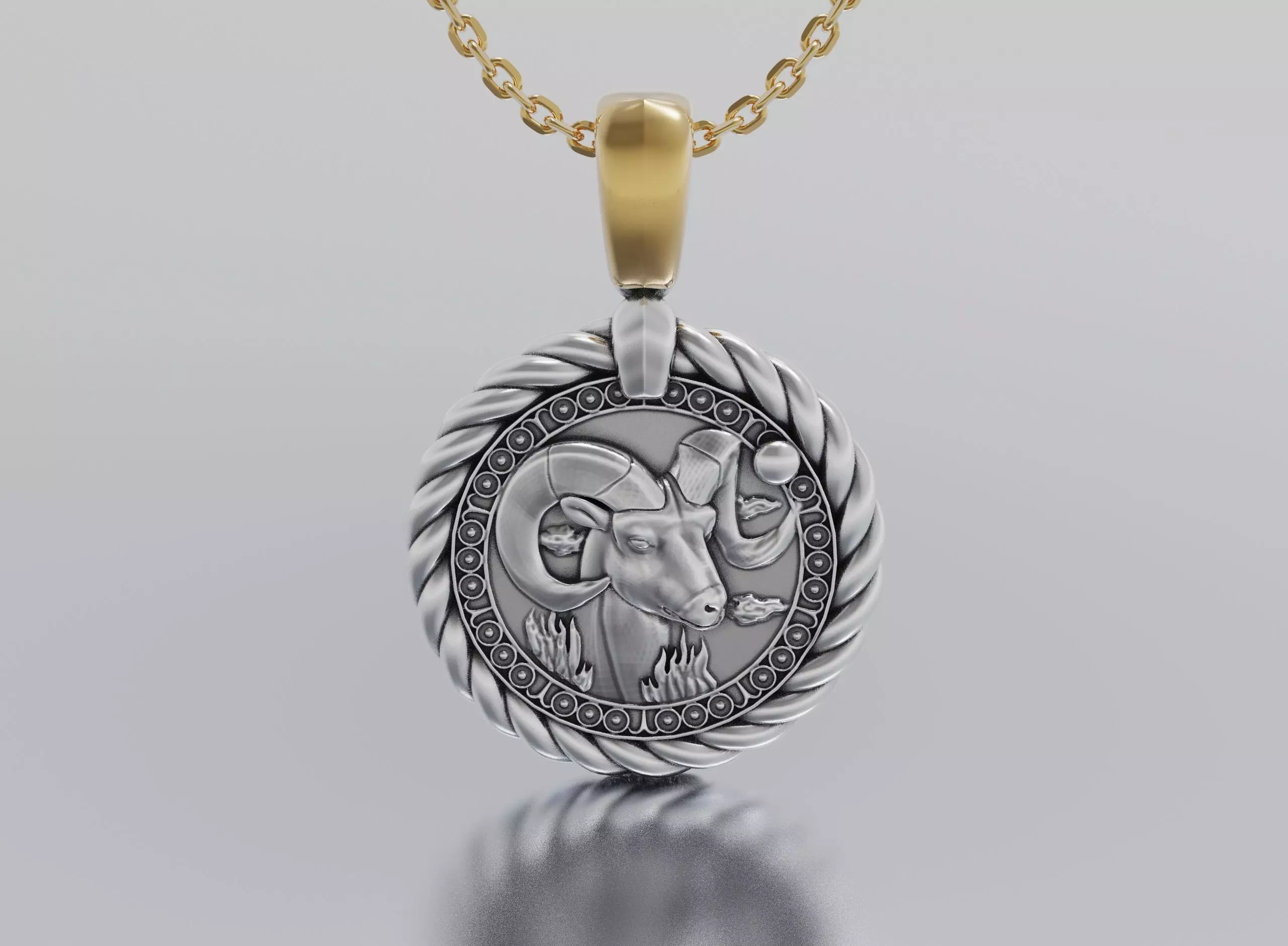 Aries horoscope pendant 3D print model_0