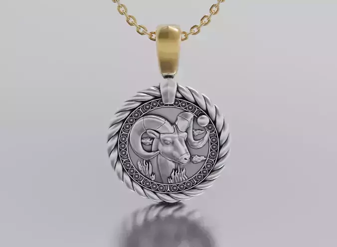 Aries horoscope pendant 3D print model