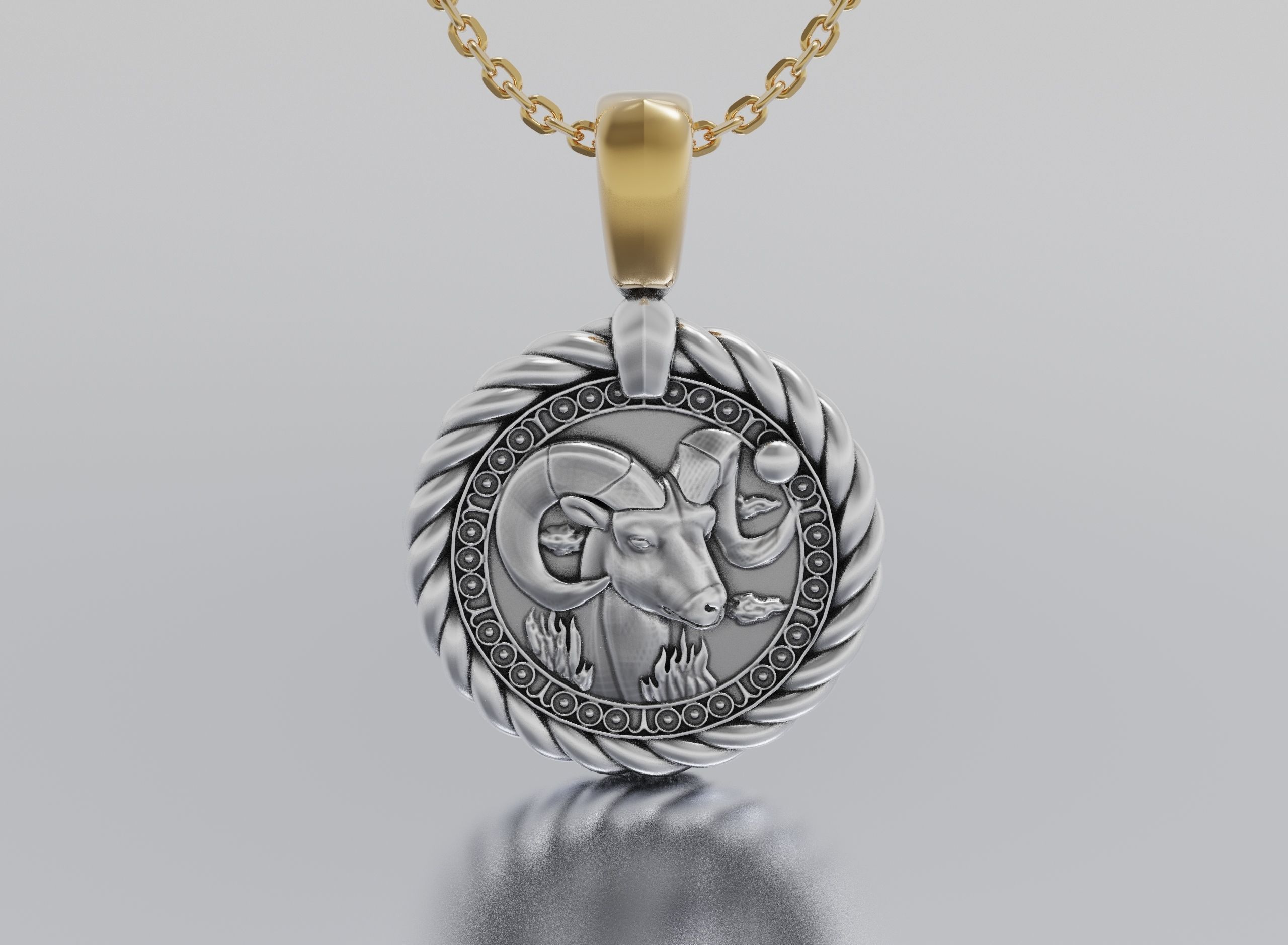 Aries horoscope pendant 3D print model_1