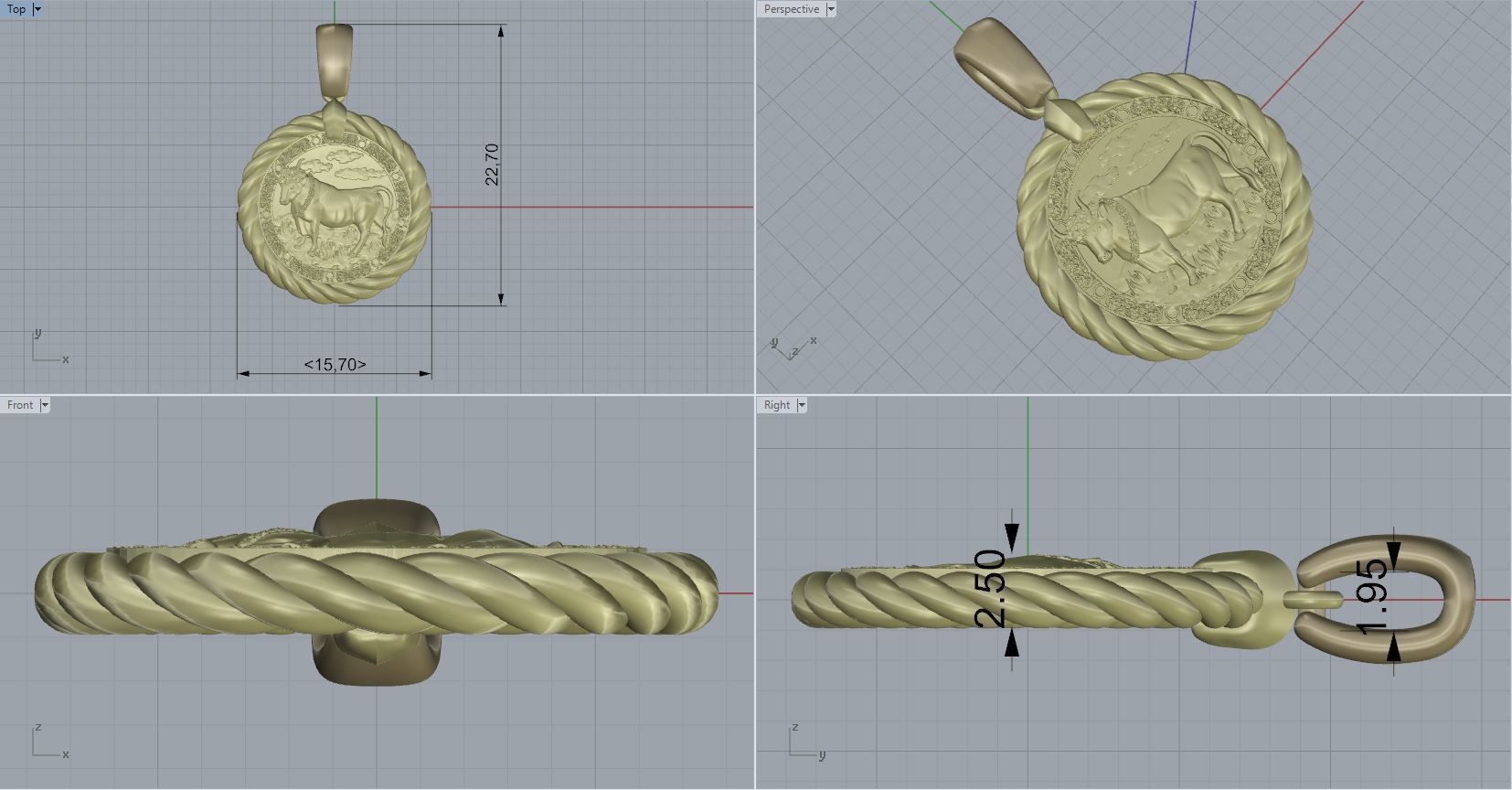 Calf horoscope pendant 3D print model_2