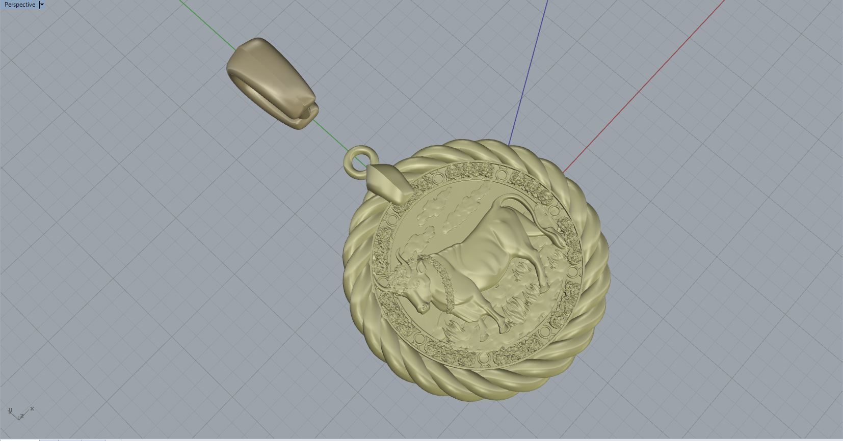 Calf horoscope pendant 3D print model_4
