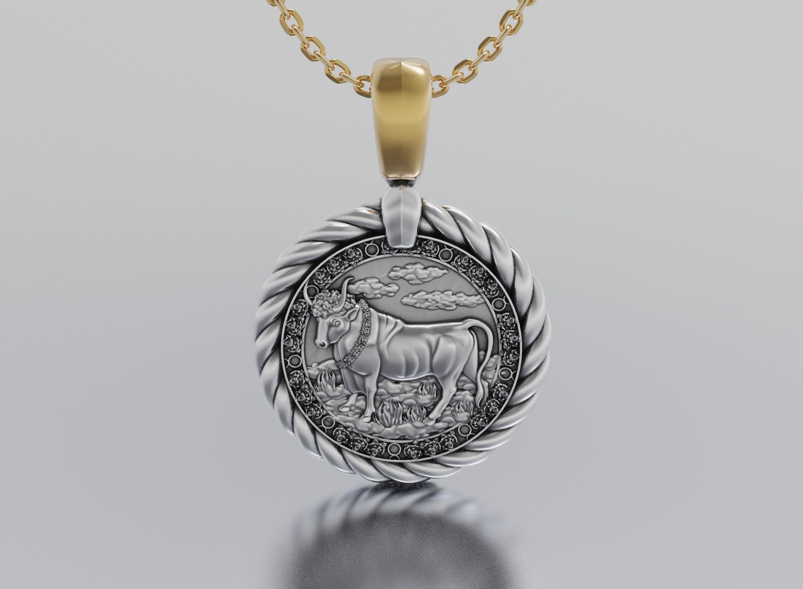 Calf horoscope pendant 3D print model_1