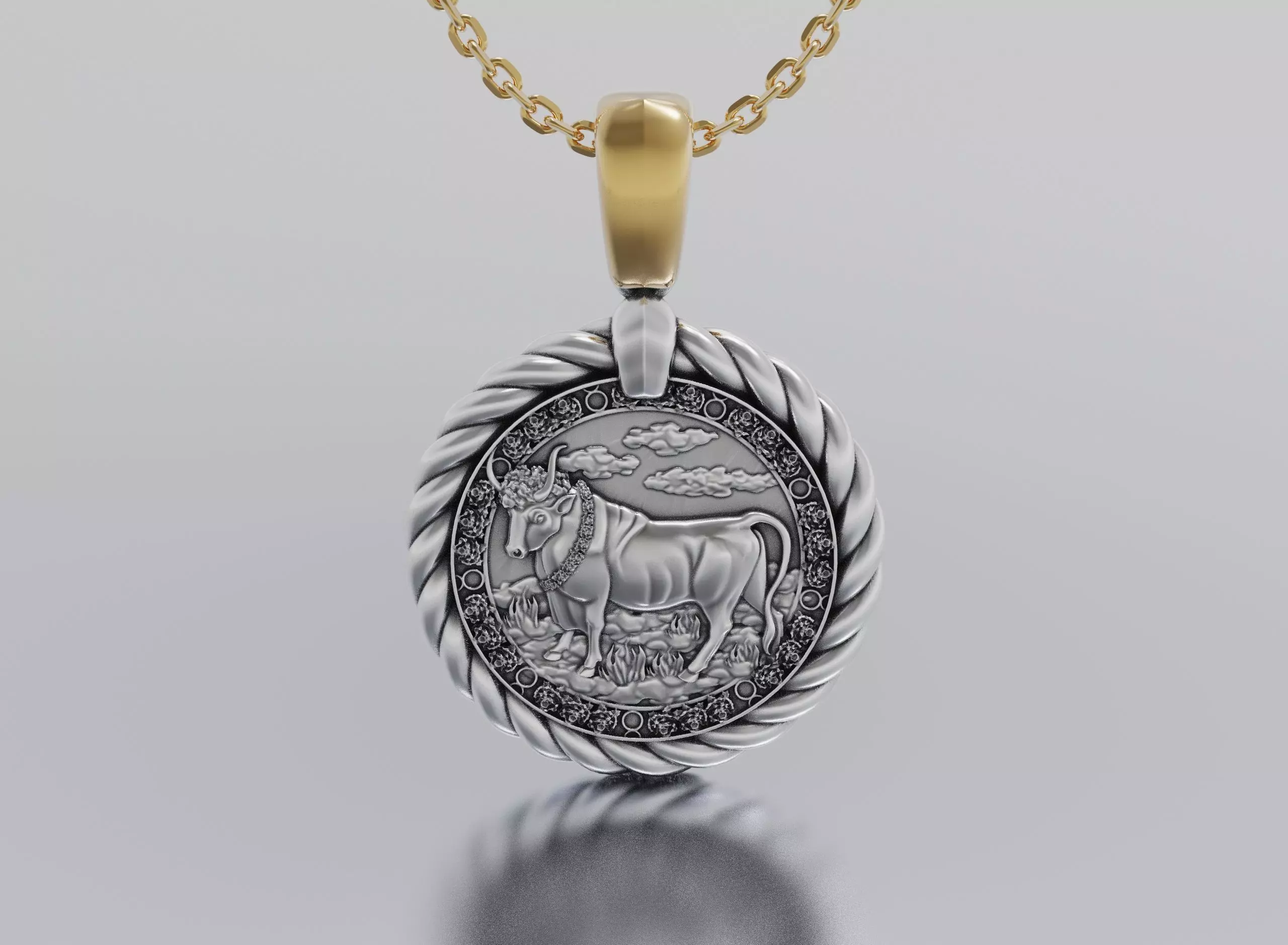 Calf horoscope pendant 3D print model_0