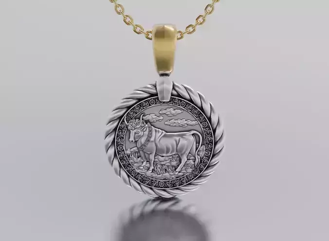 Calf horoscope pendant 3D print model Calf horoscope pendant 3D print model