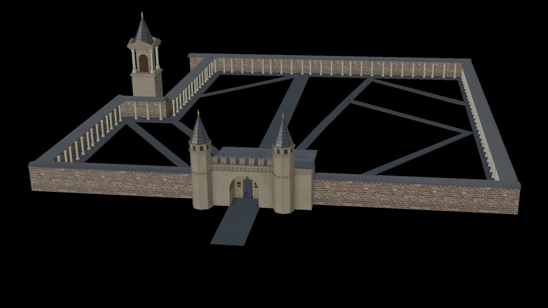 Topkapi Palace Walls and Guard Towers  Low-poly 3D model_3
