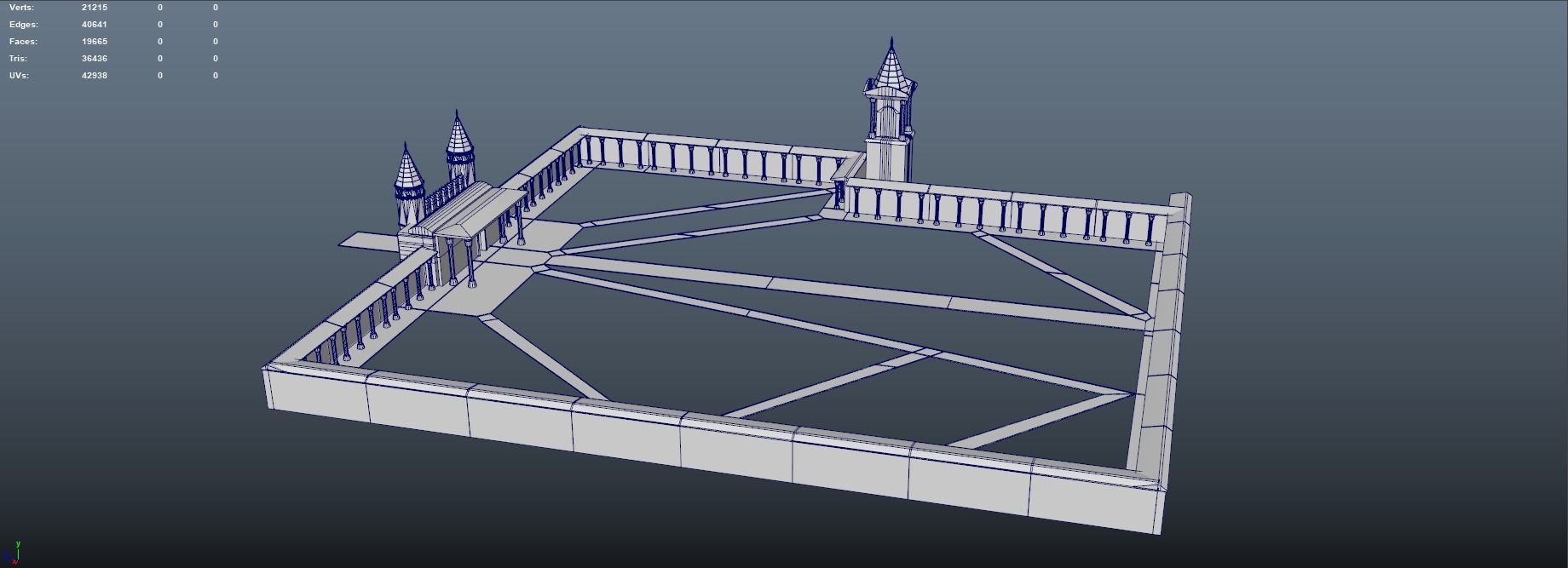 Topkapi Palace Walls and Guard Towers  Low-poly 3D model_2