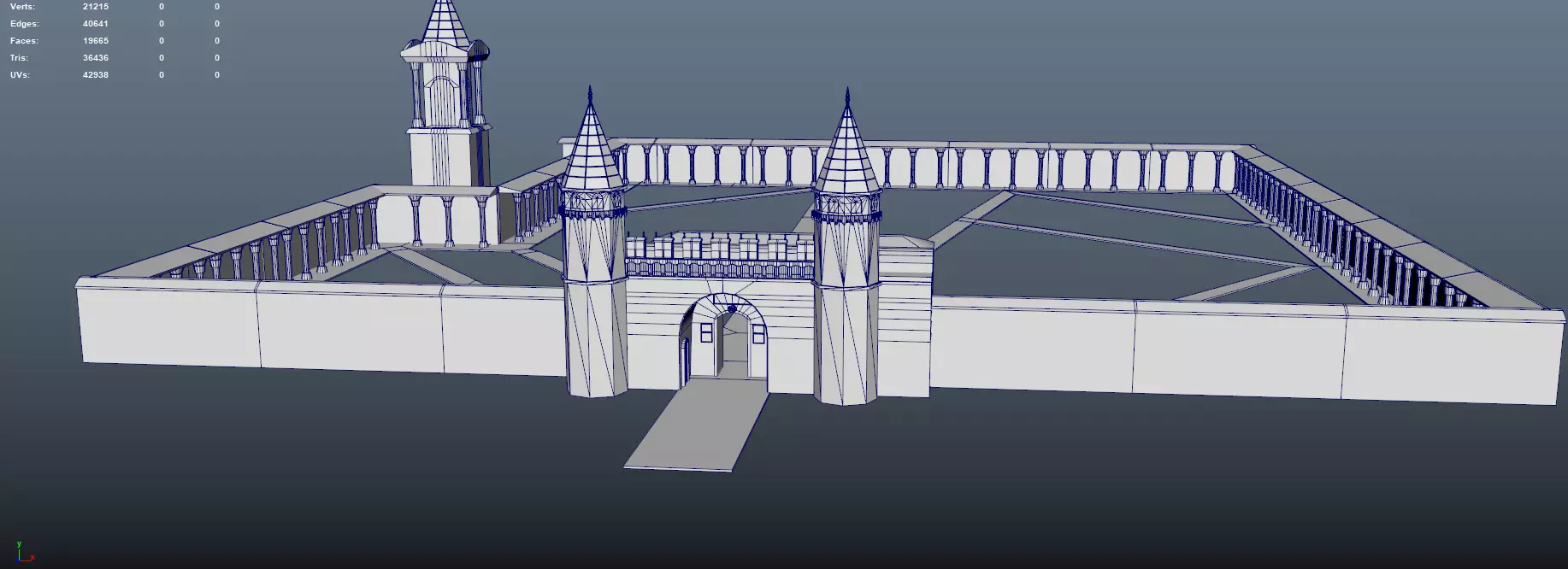 Topkapi Palace Walls and Guard Towers  Low-poly 3D model_0