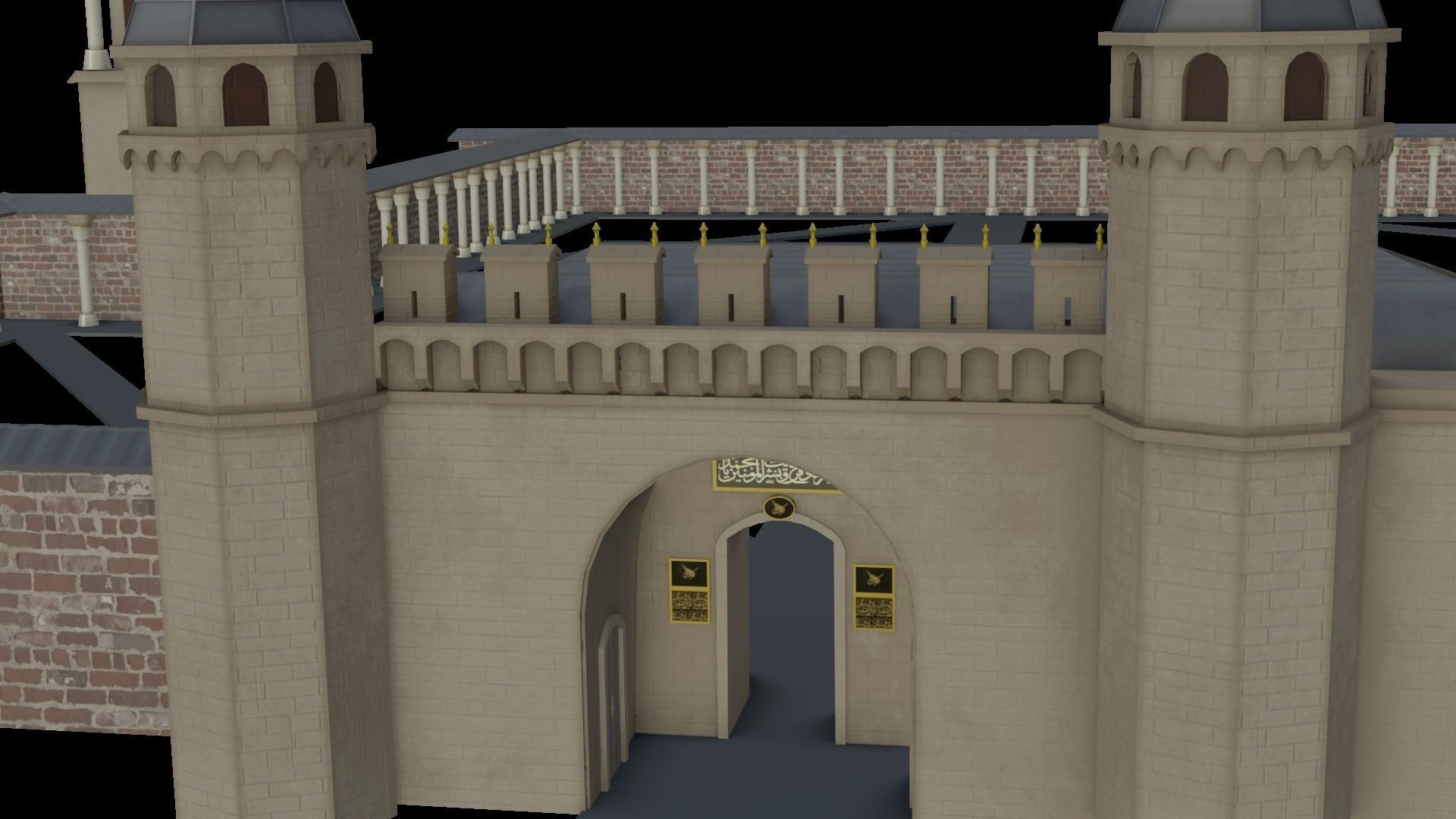 Topkapi Palace Walls and Guard Towers  Low-poly 3D model_5