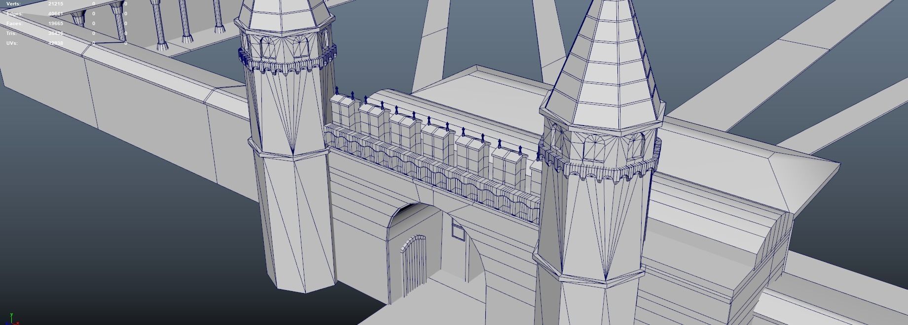 Topkapi Palace Walls and Guard Towers  Low-poly 3D model_1