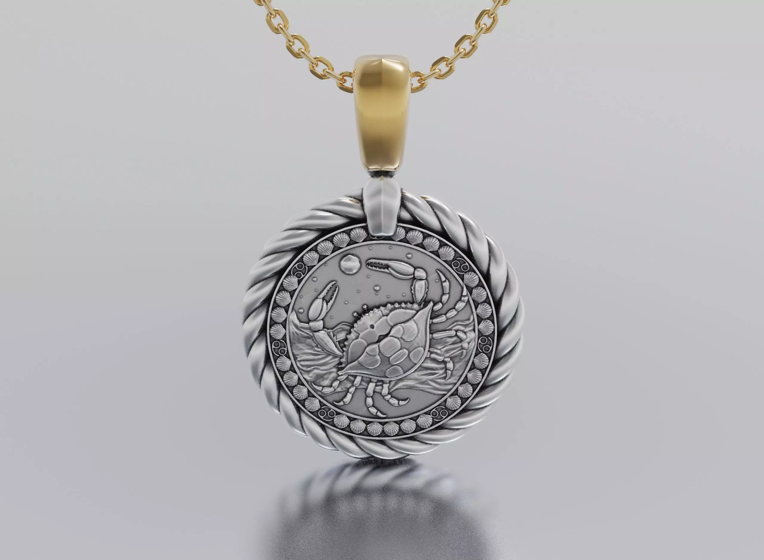 Cancer horoscope pendant 3D print model_0