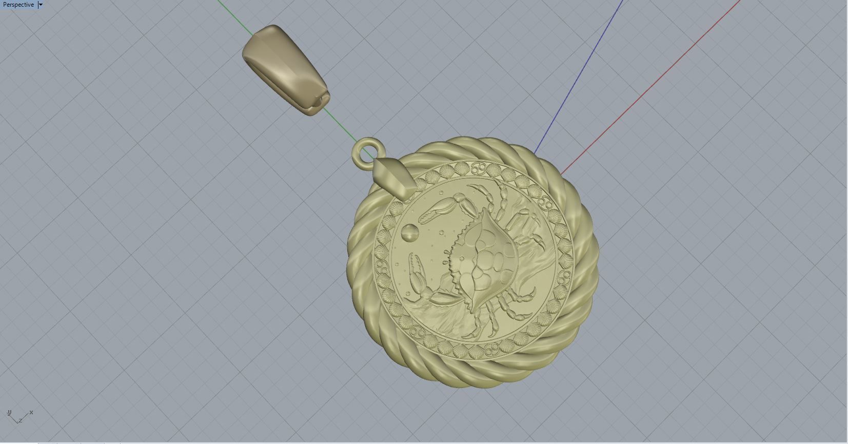 Cancer horoscope pendant 3D print model_4