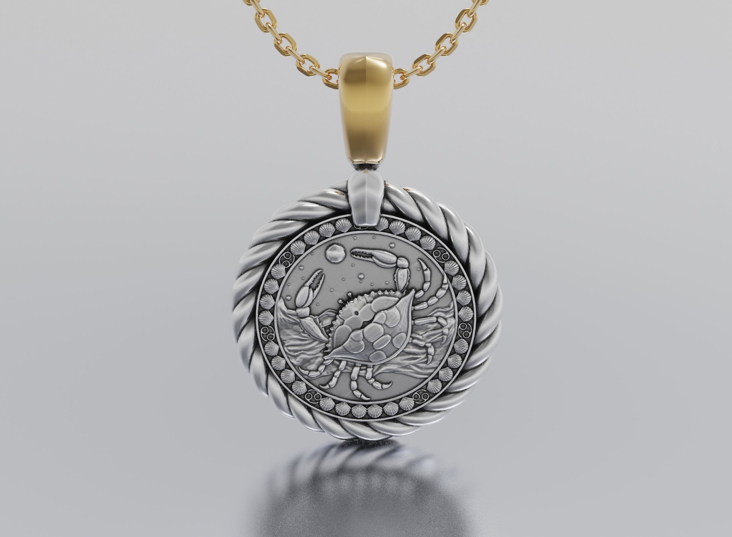 Cancer horoscope pendant 3D print model_1