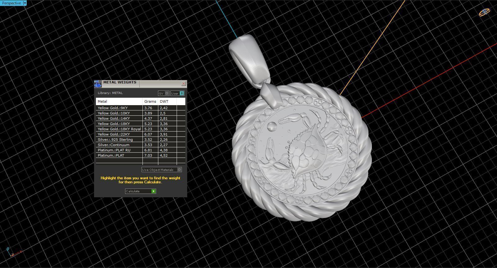 Cancer horoscope pendant 3D print model_7