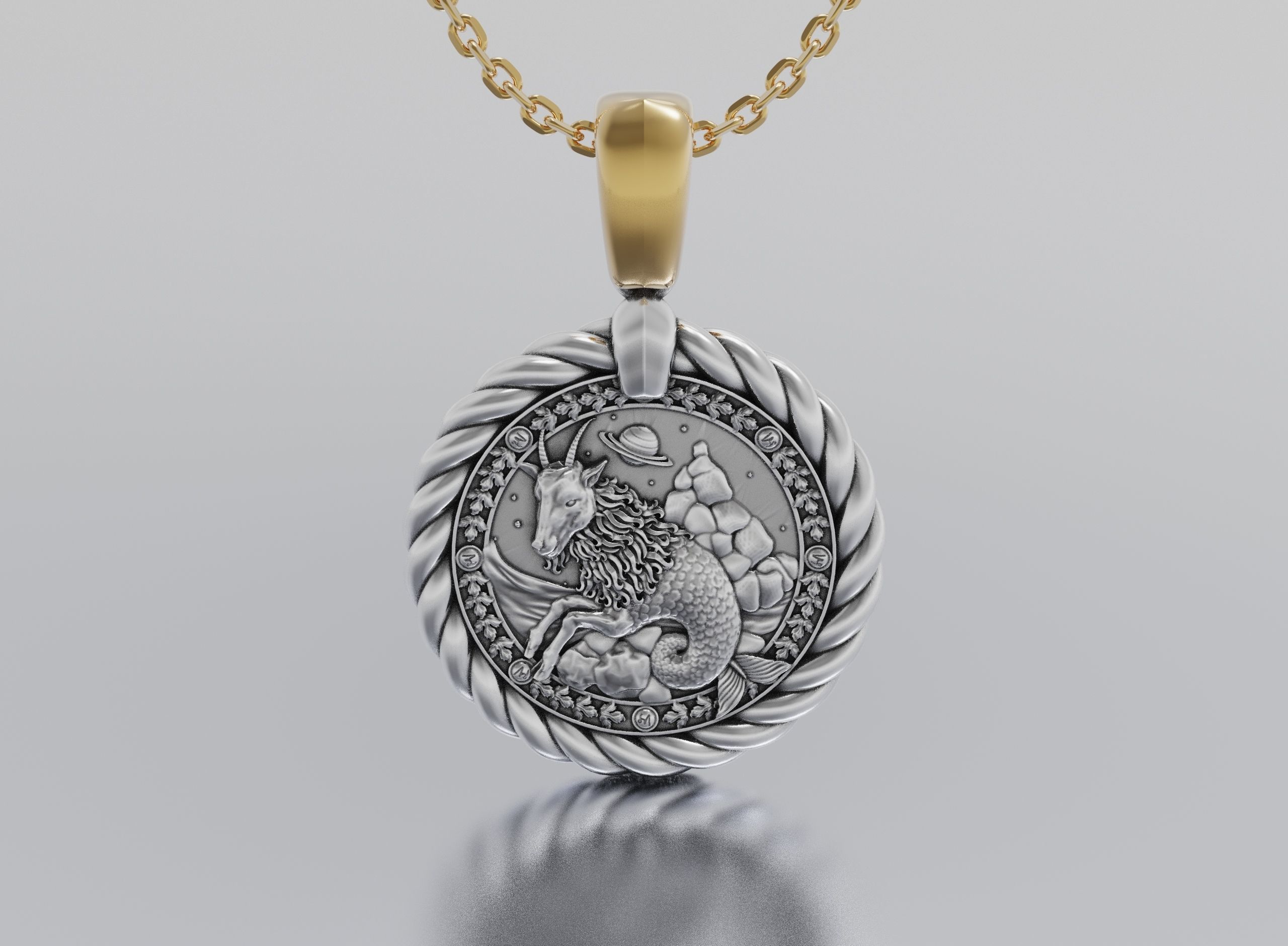 Capricon horoscope pendant 3D print model_1