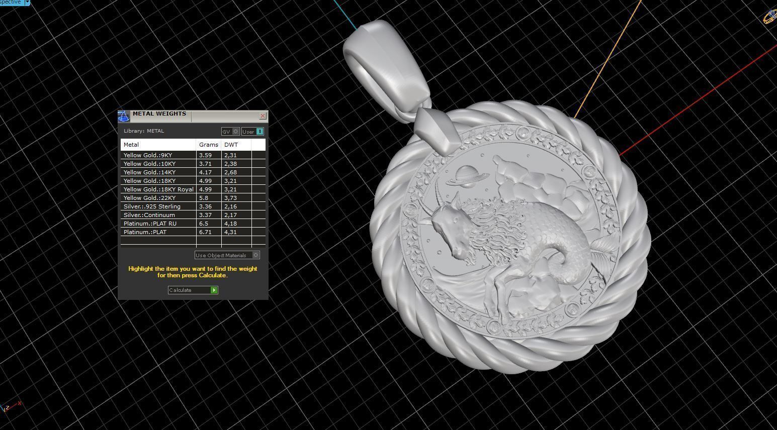 Capricon horoscope pendant 3D print model_7