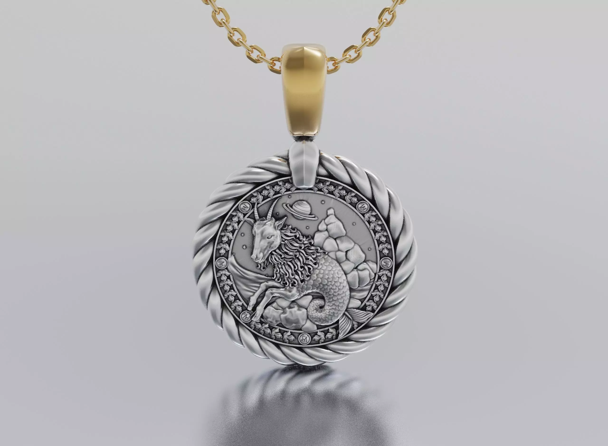 Capricon horoscope pendant 3D print model_0