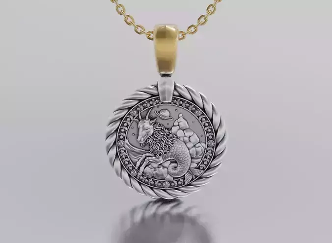 Capricon horoscope pendant 3D print model Capricon horoscope pendant 3D print model