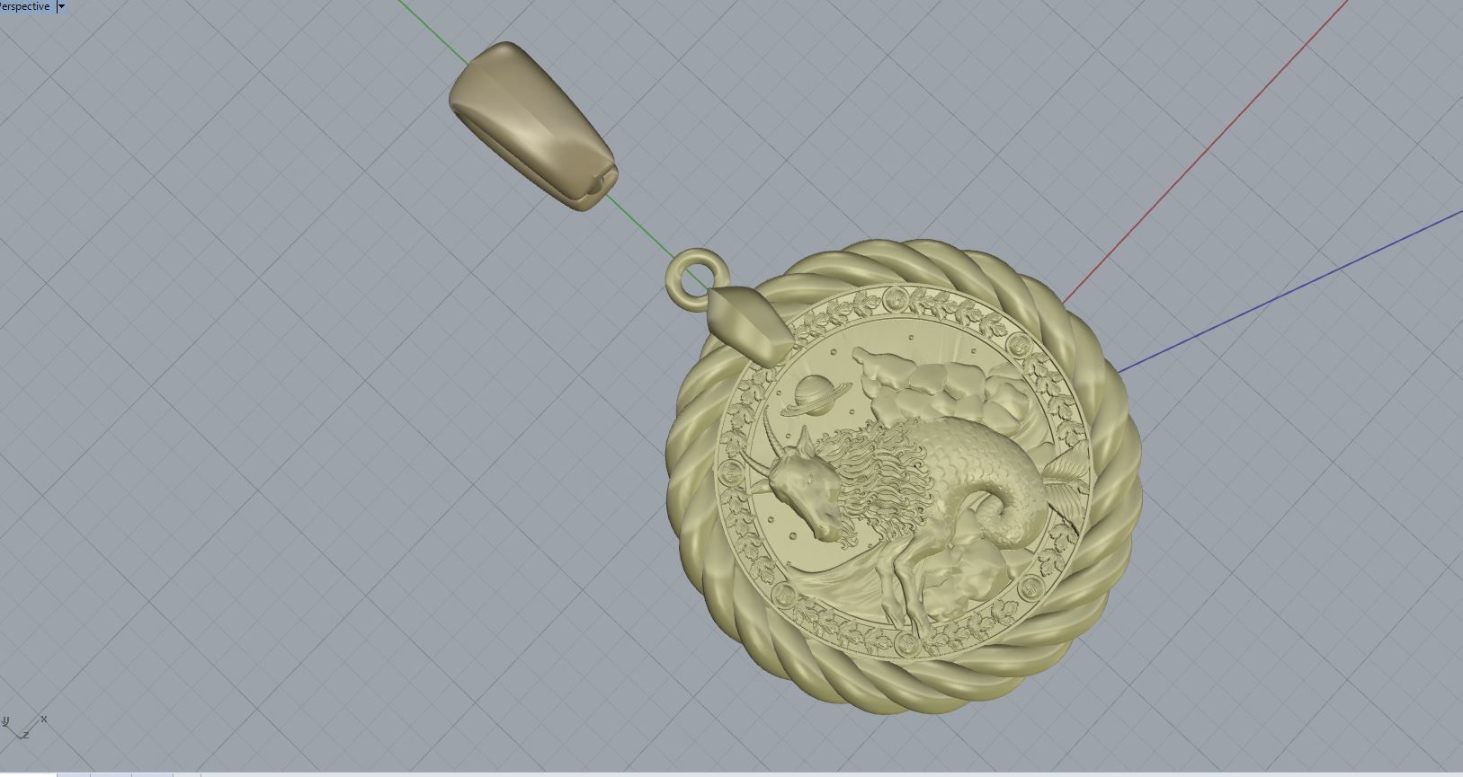 Capricon horoscope pendant 3D print model_5