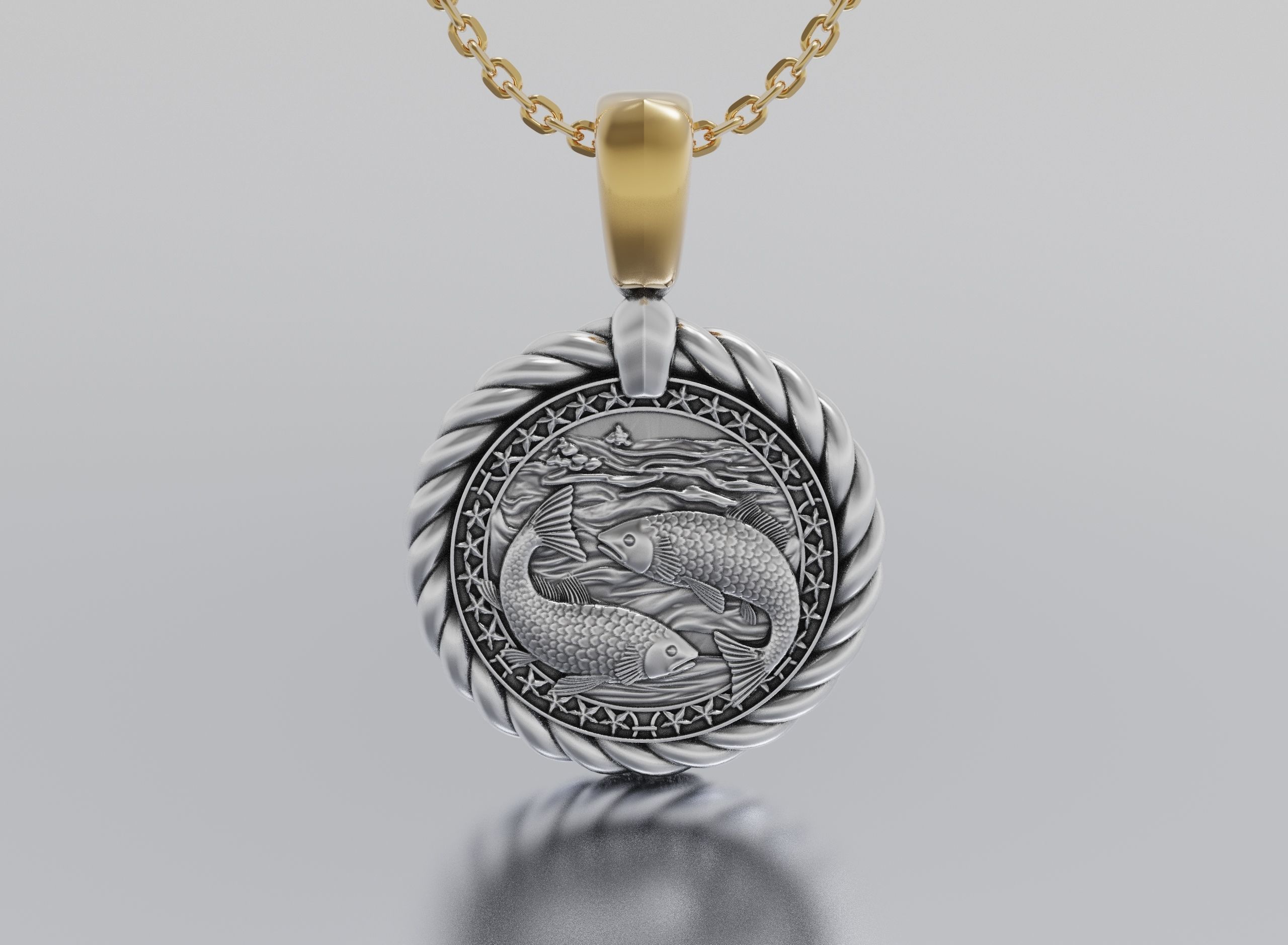 Fish horoscope pendant  3D print model_1